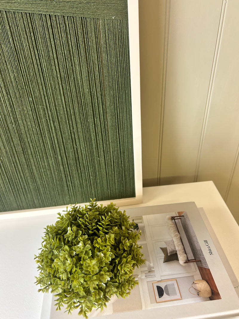 Dark Green String Wall Art With cream Wooden Frame 80cm