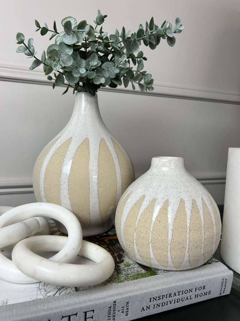 Black and white ceramic mono vase 30cm