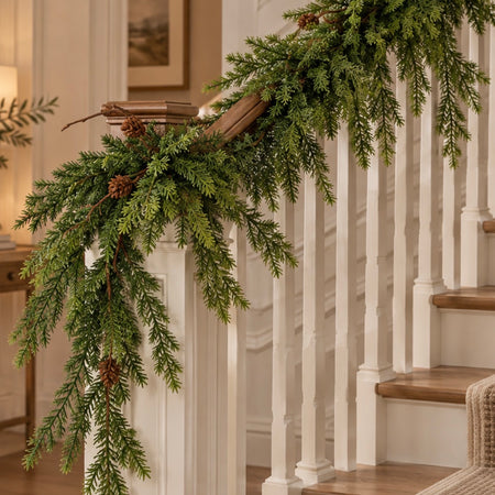 Real feel touch douglas fir garland pinecones 190cm