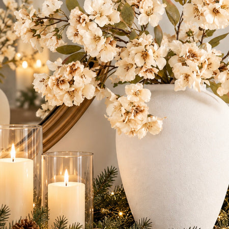 Cream winter botanical bunch stem flower 85cm