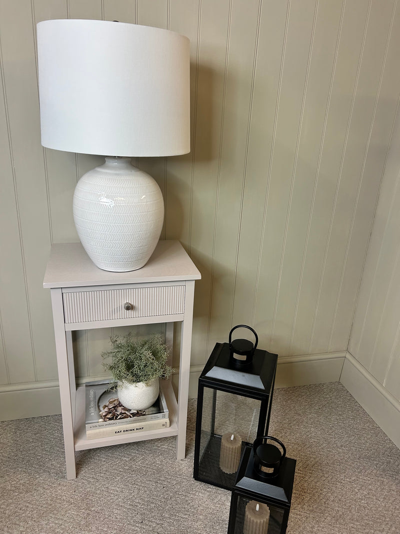 Grey taupe ribbed bedside table side table store seconds