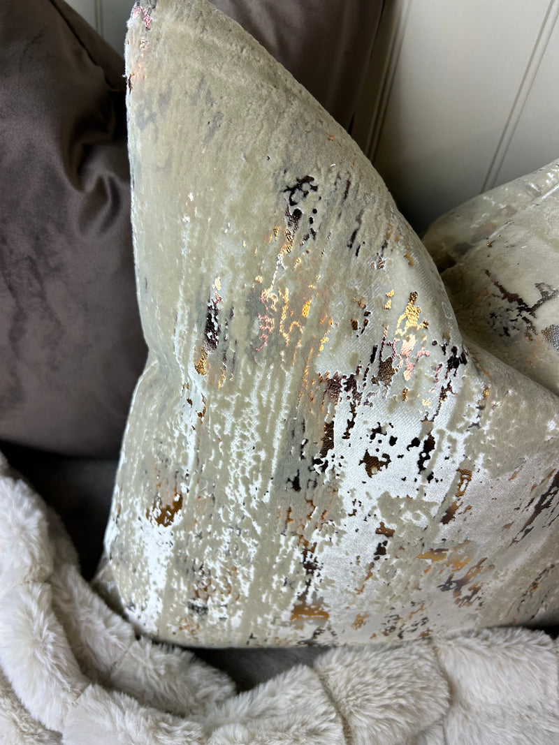 Torcello Natural Taupe beige Bronze Gold Feather Cushion 45cm & 56cm