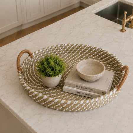 Oval woven tray with handles 3 sizes