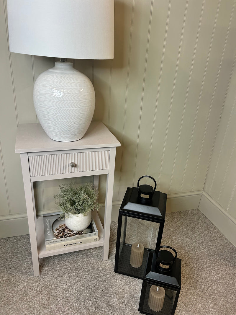 Grey taupe ribbed bedside table side table store seconds