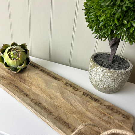 Mango wood etched canopy grazing board large 70x18