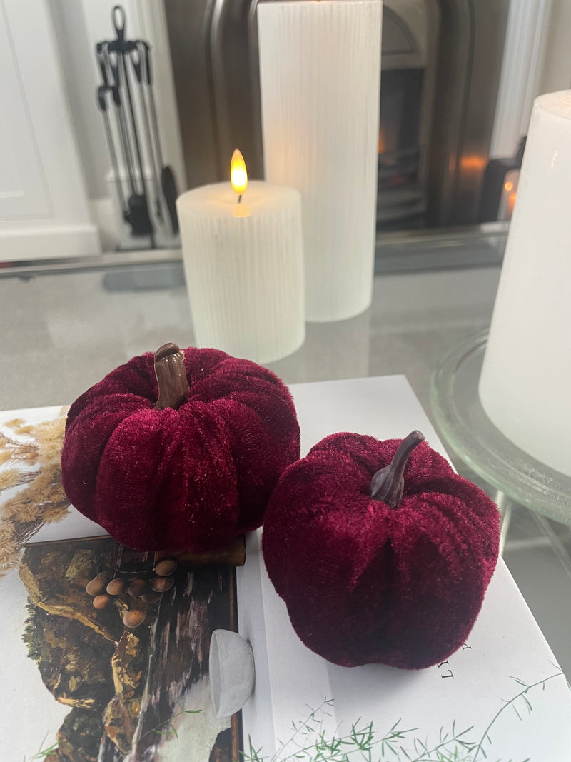 Set of 3 Rich red Halloween pumpkins