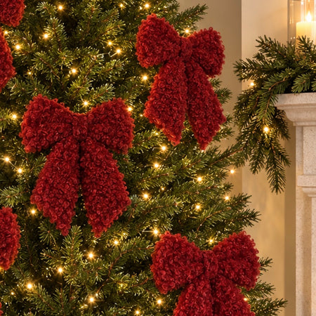 Large Soft Boucle burgundy Red Hanging Bow