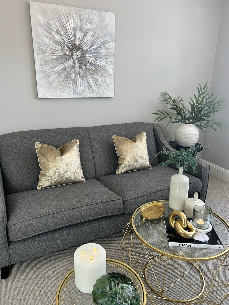 Silver and gold starburst dandelion canvas art 80x80