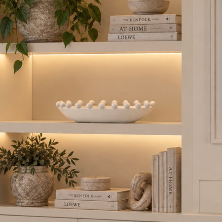 Oval long white bobble bowl