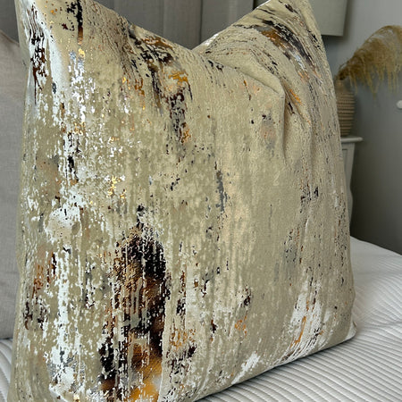 Torcello Natural Taupe beige Bronze Gold Feather Cushion 45cm & 56cm