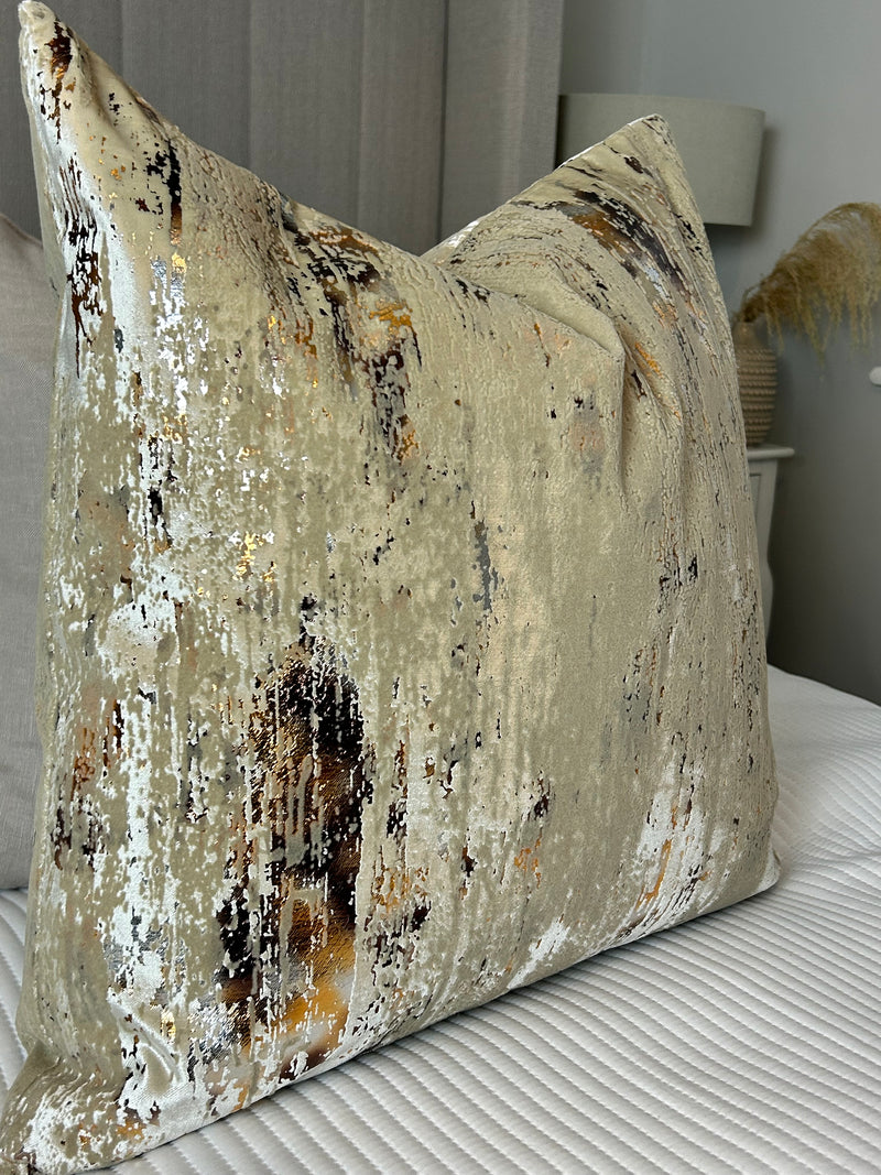 Torcello Natural Taupe beige Bronze Gold Feather Cushion 45cm & 56cm