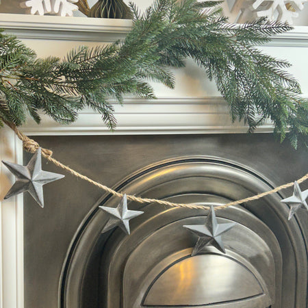 Grey White Wash Metal Star Garland