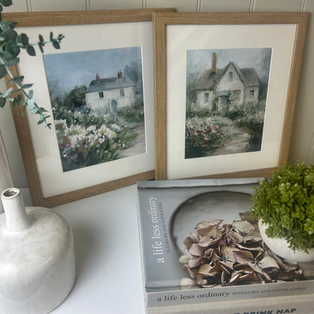 Country cottage framed glazed mounted wall art picture 2 styles
