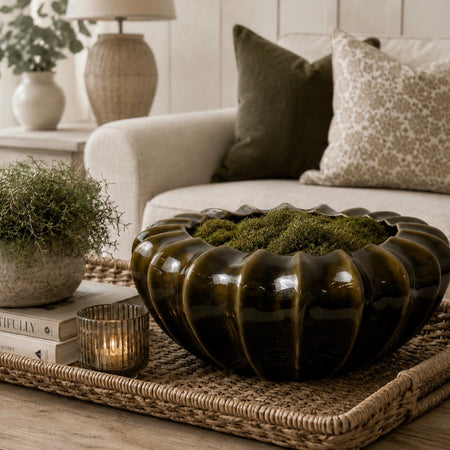 Fluted Edge Green vase bowl Planter