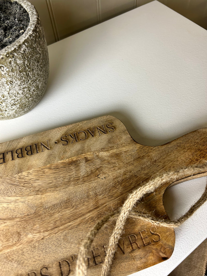 Mango wood etched canopy grazing board large 70x18