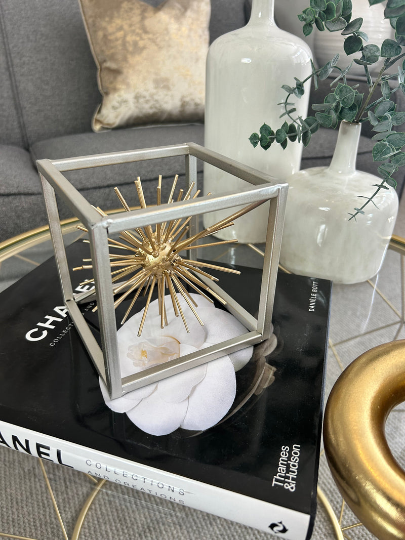 Small square two tone gold silver starburst decoration 13cm