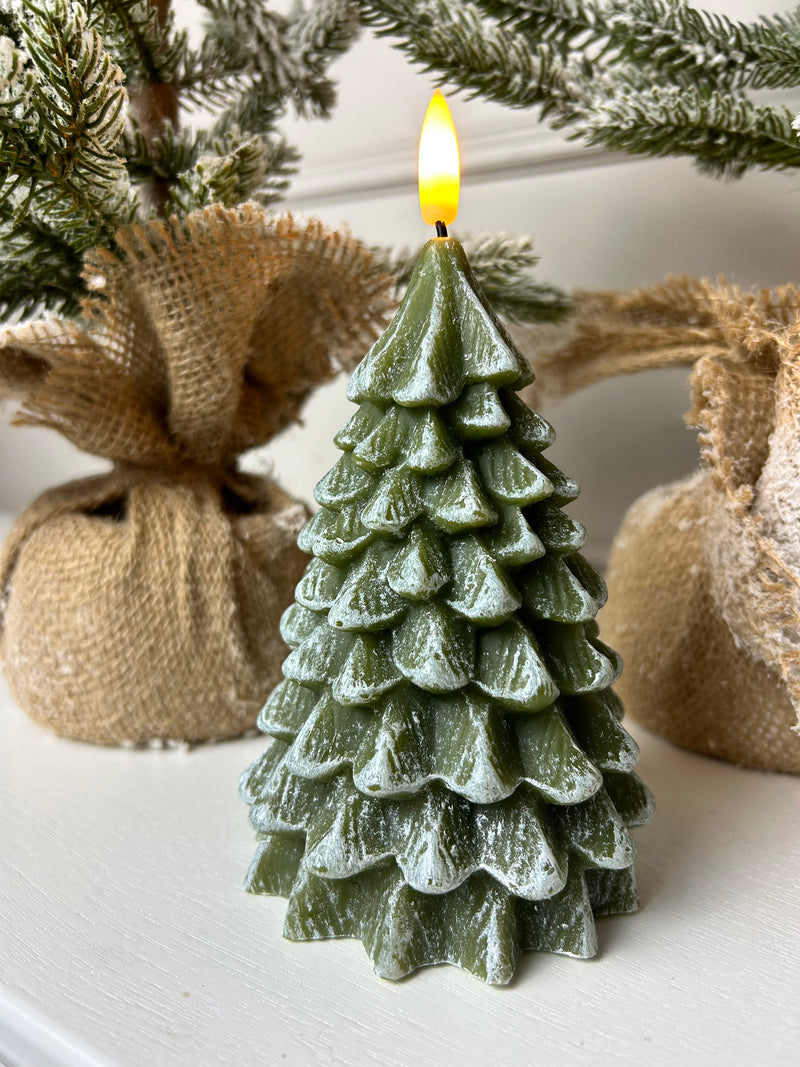 Green LED tree candle 2 sizes