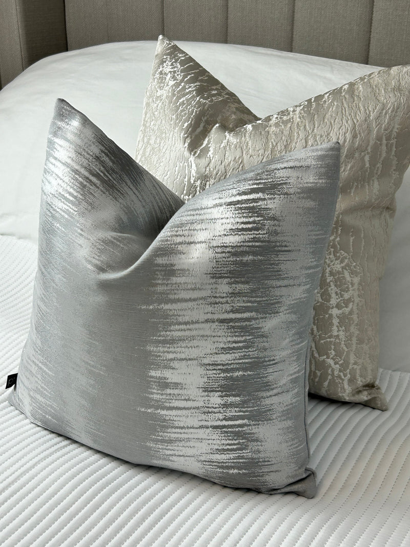 Equinox Natural grey Zig Zag Feather Filled Cushion 43cm x 43cm