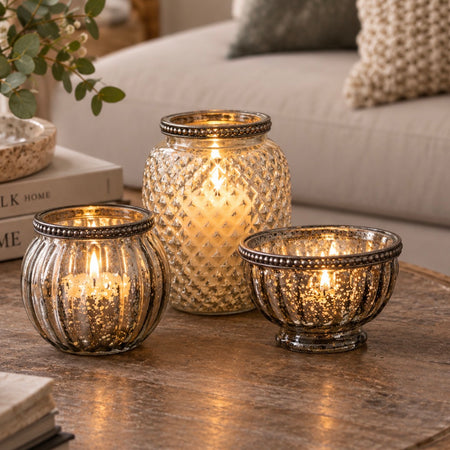 Set of 3 glass candle holders