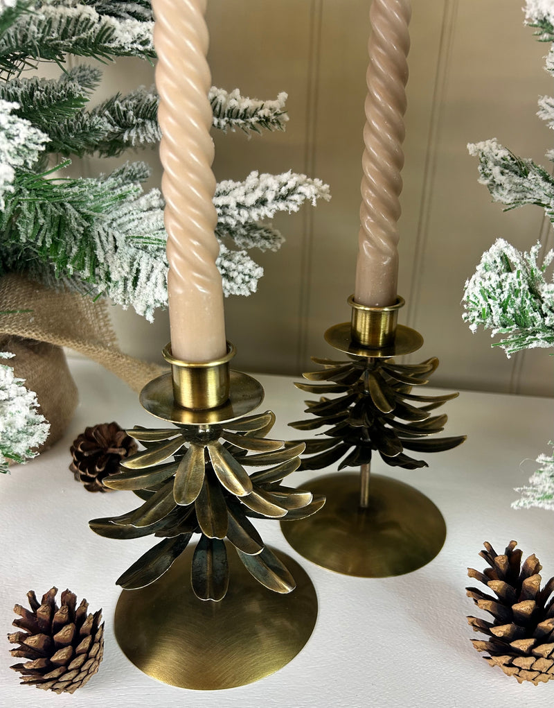 Cromwell Bronze Gold Christmas Tree Candlestick