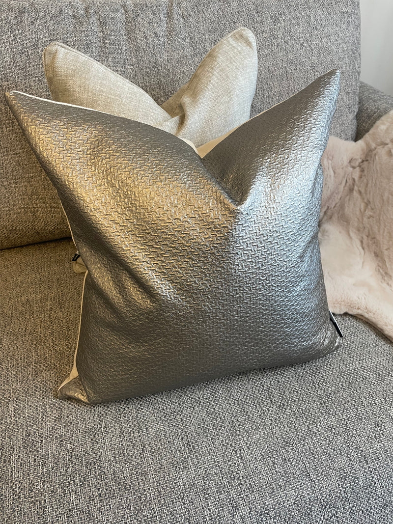 Bronze champagne metallic textured cushion