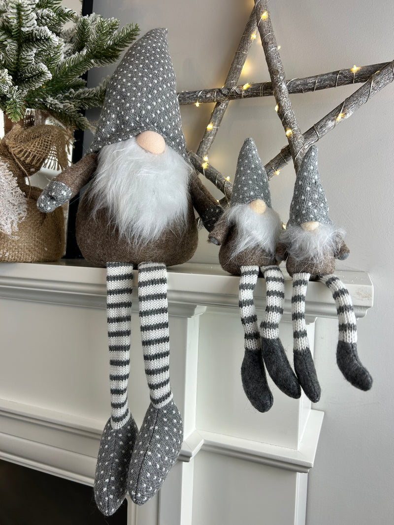 Beige Grey Fabric Sitting Gonk 3 Sizes Available