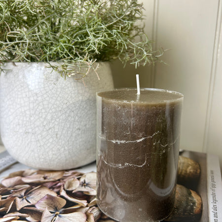 Brown mocha pillar church candle 10x7