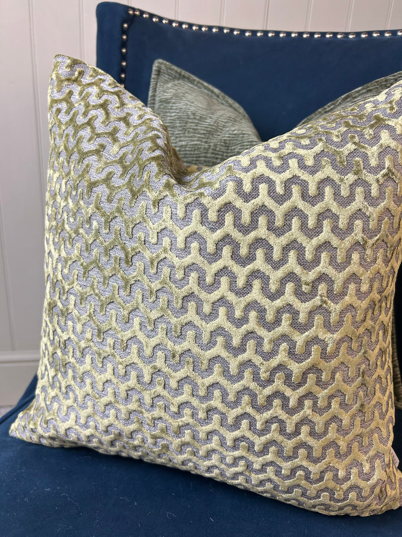 Oslo luxury Olive Green textured print luxury cushion 43cm