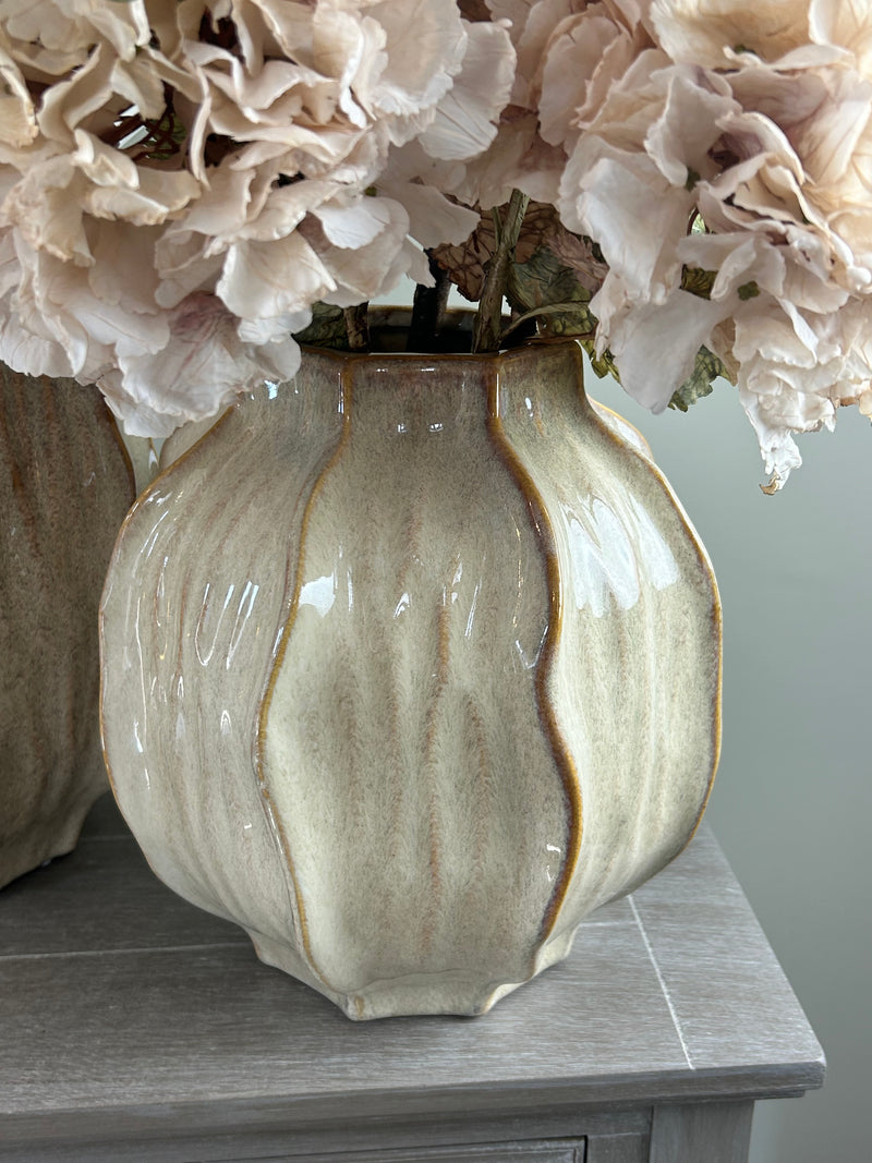 Seed pod textured ceramic vase brown beige neutral 2 sizes