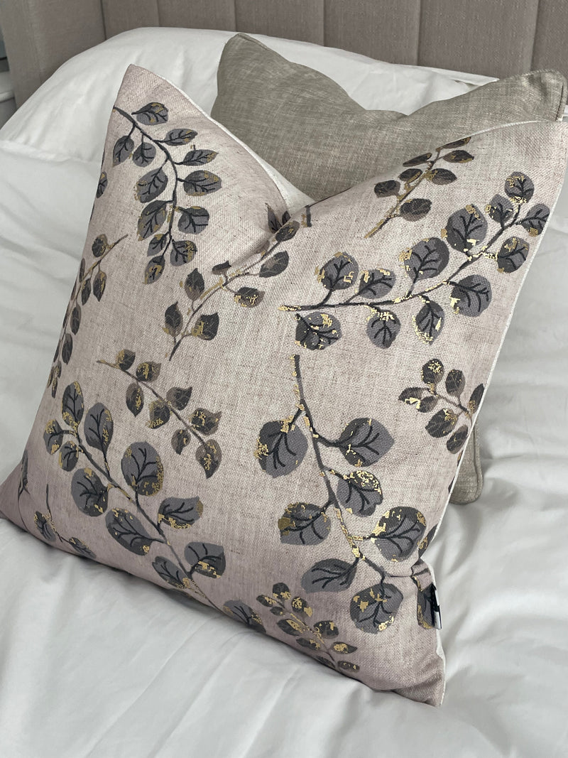Gold leaf detail luxe cushion