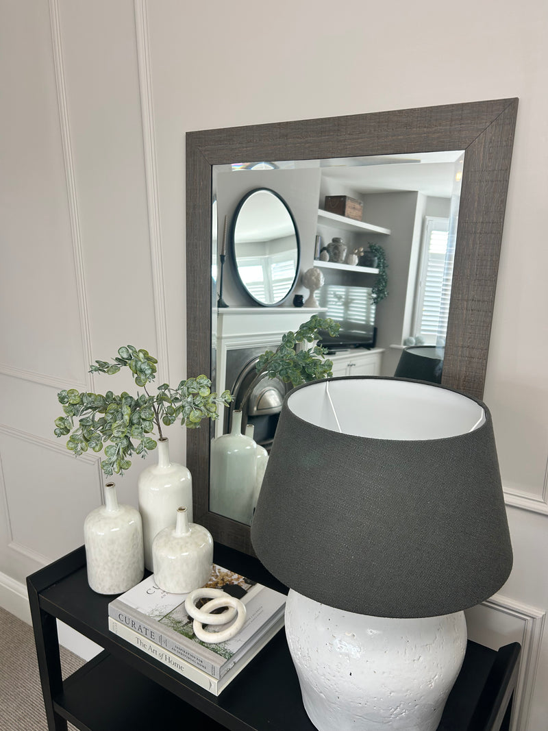 Grey wash wooden chunky mirror 2 sizes