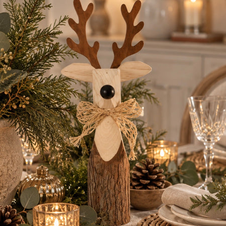 Tall handmade wooden tall reindeer 50cm