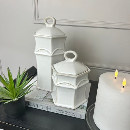 Ceramic lidded Hex jar 2 sizes