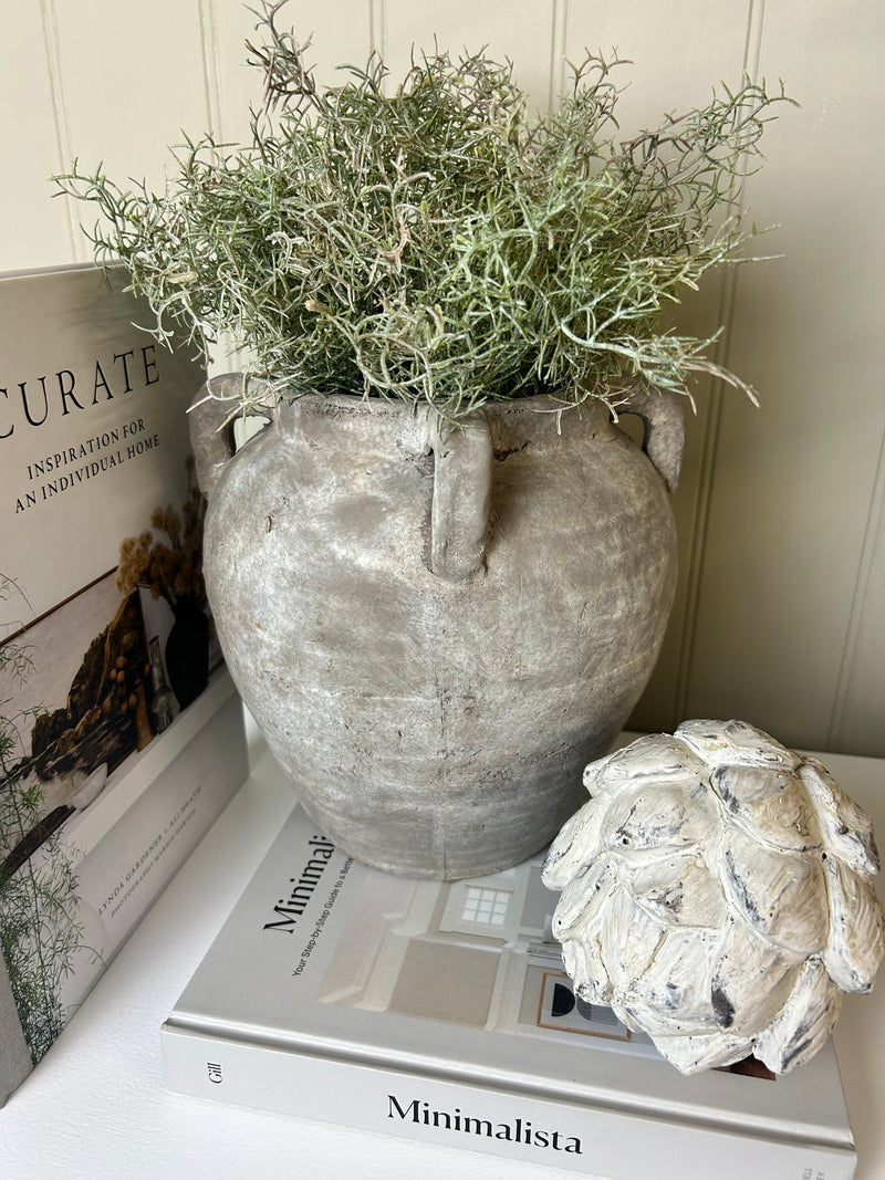 Bronze Pewter Ribbed Ceramic Planter