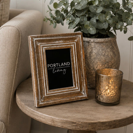 Rustic white washed wooden frame 5x7”