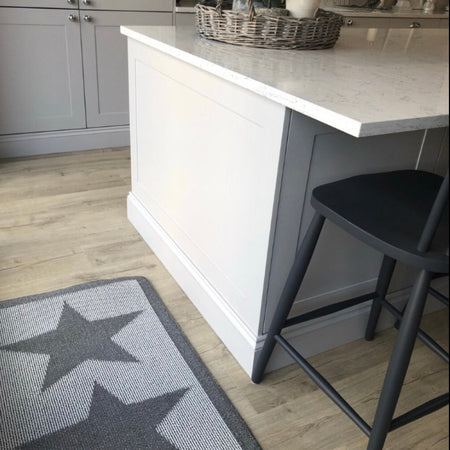 Grey Star Door washable Mat rug 75x50cm and 67x100cm