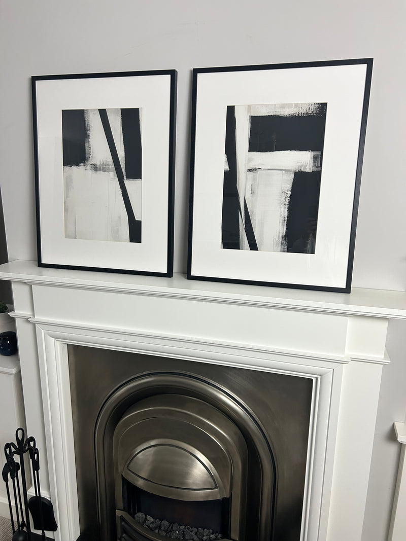 Set of two Monochrome frame frame mounted Graphic Serenity pictures