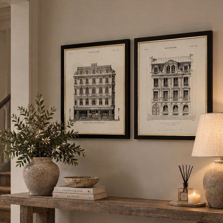 Black gold frame architectural building pictures art 60x40 2 styles