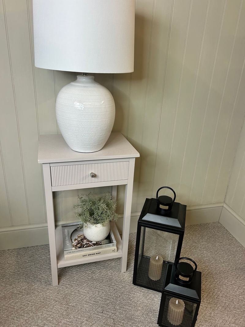 Grey taupe ribbed bedside table side table store seconds