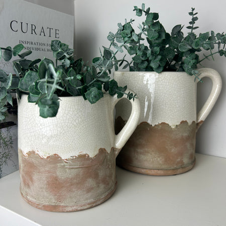 Ido Natural Cream Two Tone Rustic Jug, 2 sizes