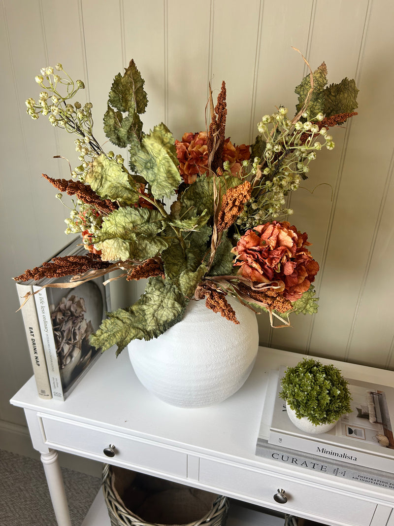 Burnt orange ruffled real feel hydrangea