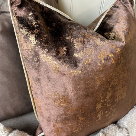 Paul Moneypenny Chocolate brown bronze Feather Filled 43cm luxury Cushion