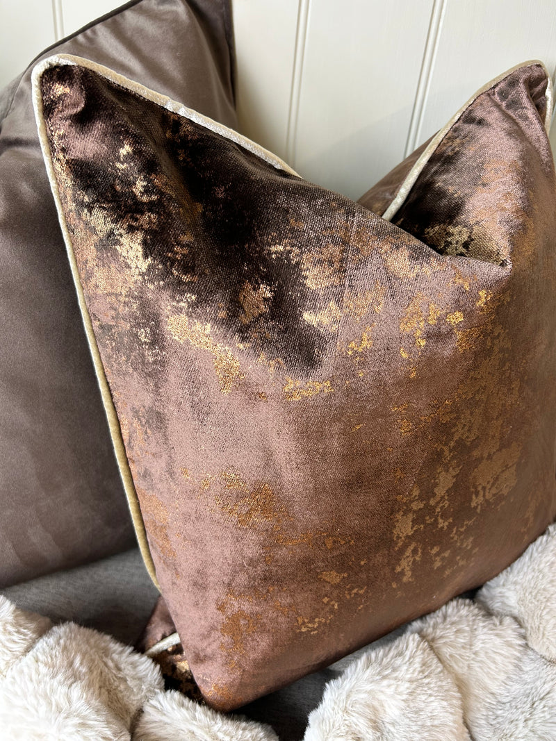 Paul Moneypenny Chocolate brown bronze Feather Filled 43cm luxury Cushion