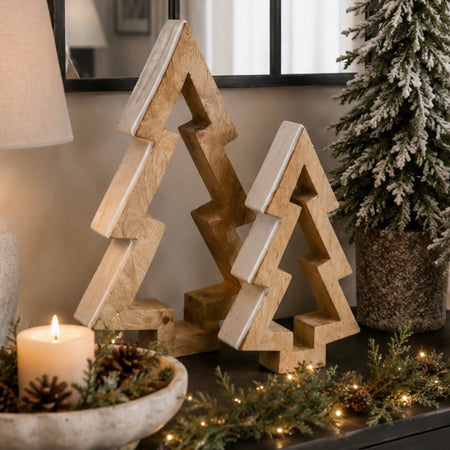 Chunky Standing Wooden Outline Christmas Tree, 2 Sizes