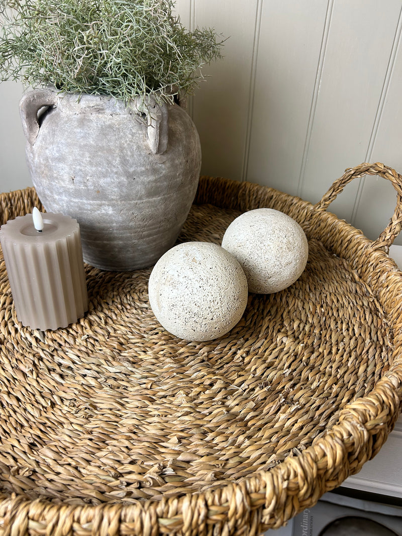 Large seagrass basket tray with handles 60cm