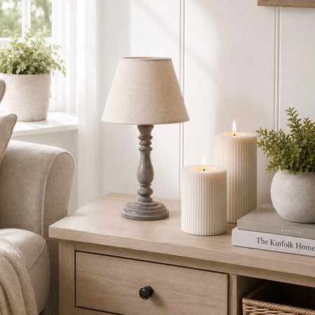 Setia Washed wood lamp with shade