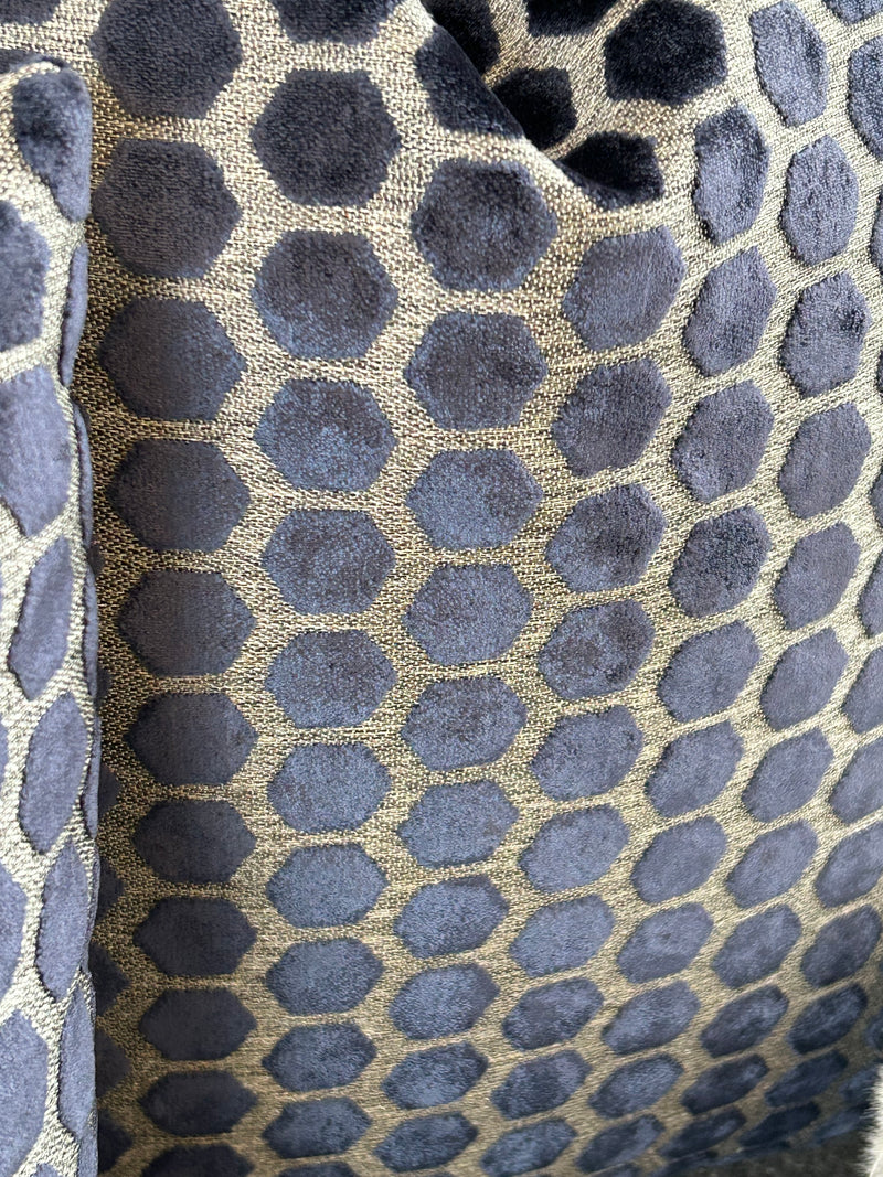 Navy Blue Jorvik Hexagon Velvet luxury Cushion Two Sizes