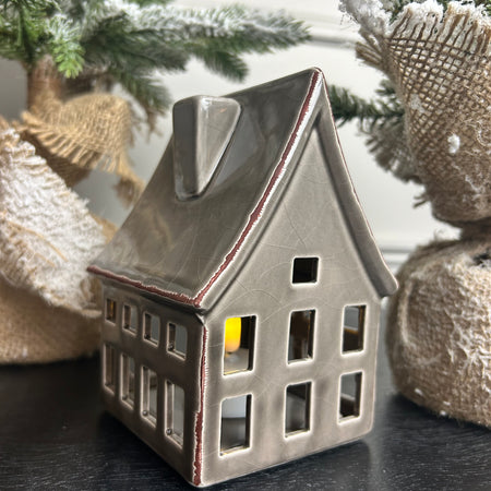 Grey ceramic crackle glaze house