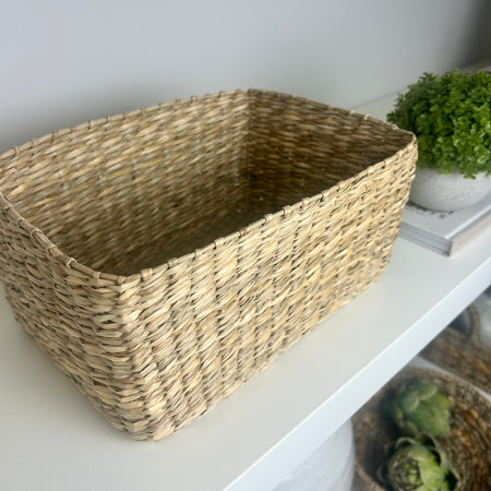 Light woven rectangular basket