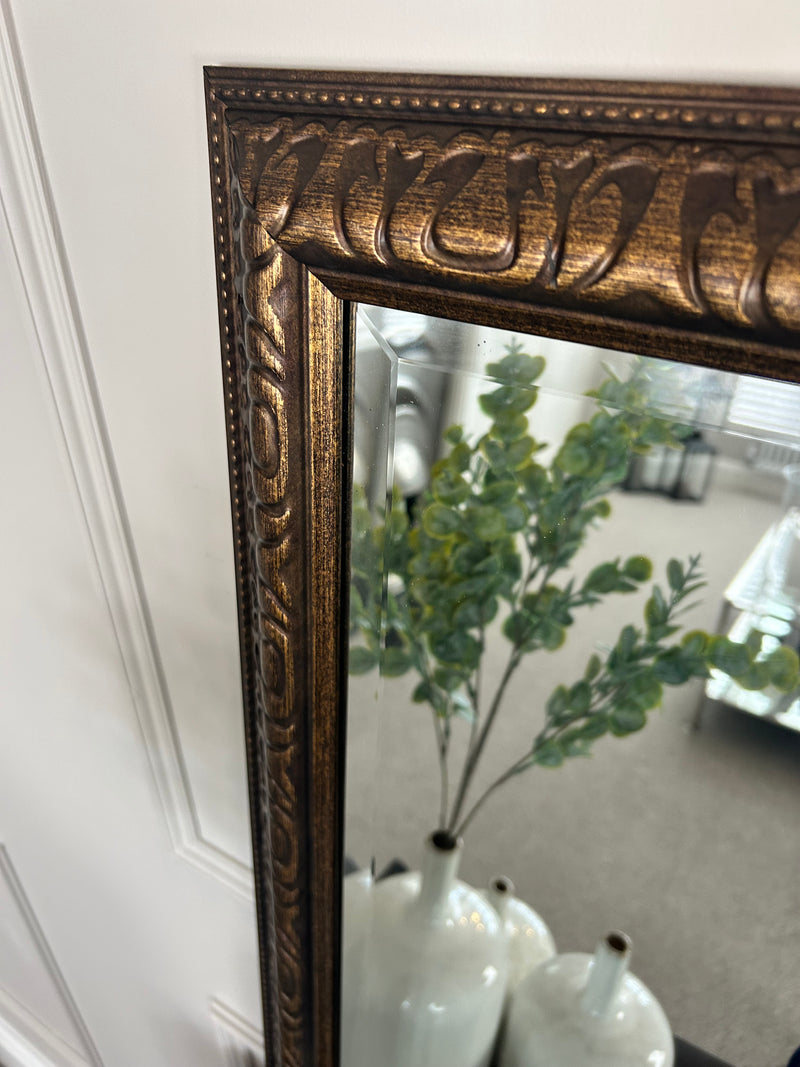 Gold bronze patterned chunky mirror 61x76cm